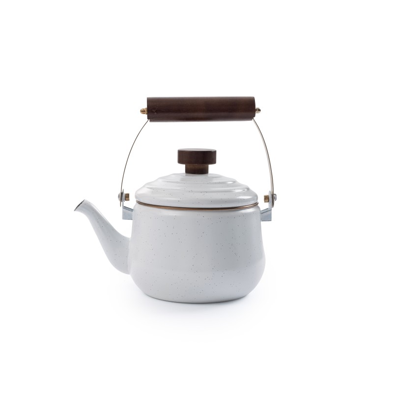 Theepot van geëmailleerd staal eierschaalkleur...