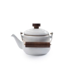 Eggshell-colored enamel steel teapot – Barebones Living 2