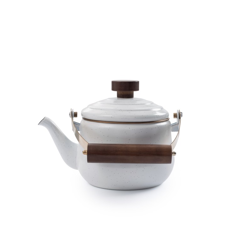 Theepot van geëmailleerd staal eierschaalkleur...
