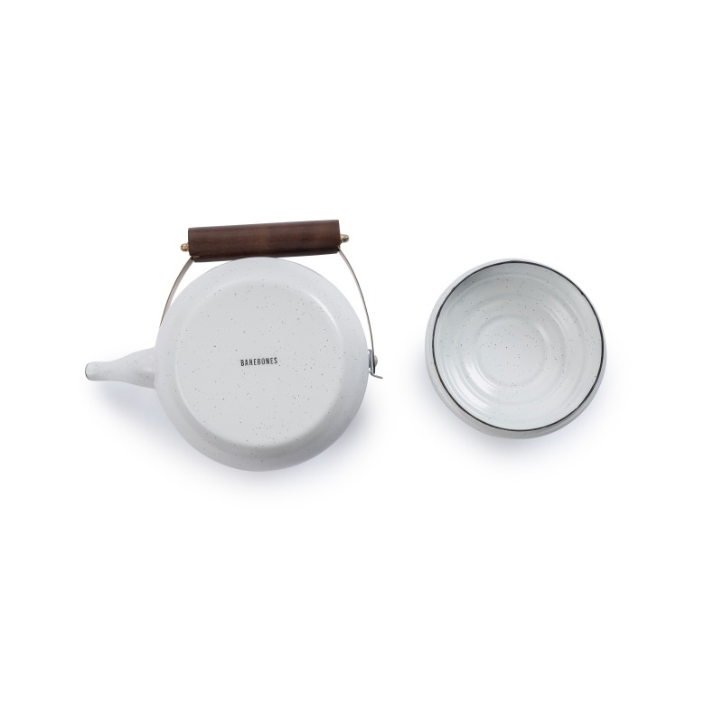 Eggshell-colored enamel steel teapot –...