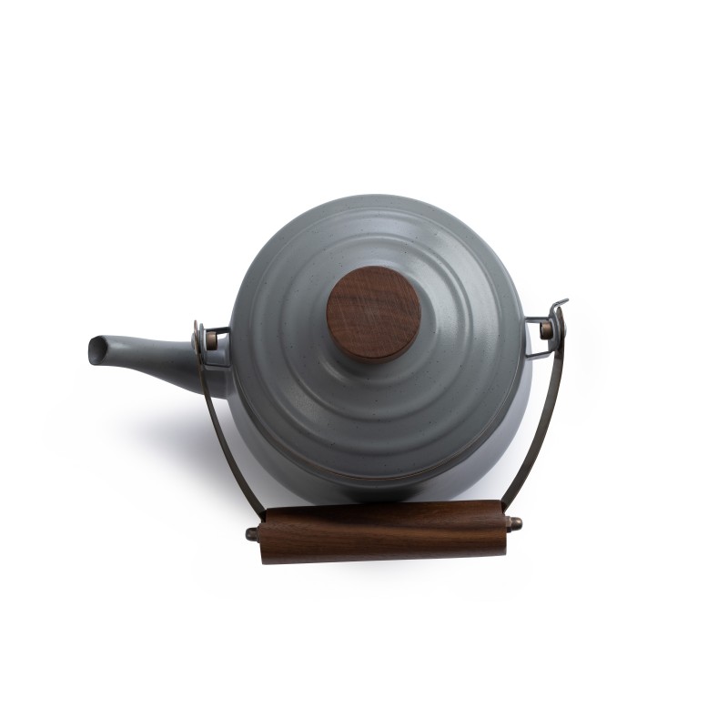 Théière en acier émaillé couleur gris foncé –...