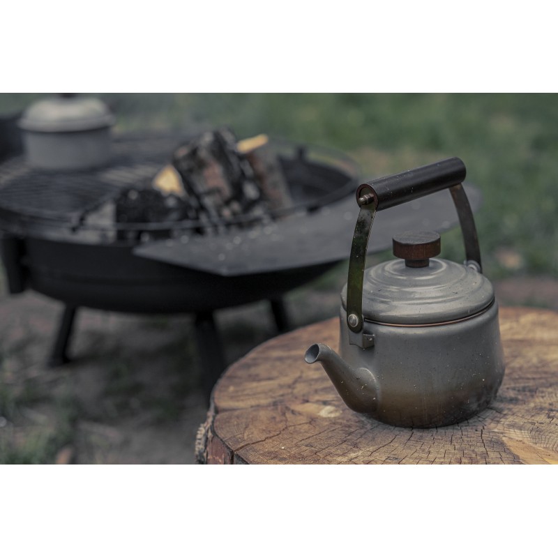 Théière en acier émaillé couleur gris foncé –...