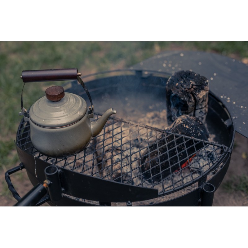 Théière en acier émaillé couleur gris foncé –...