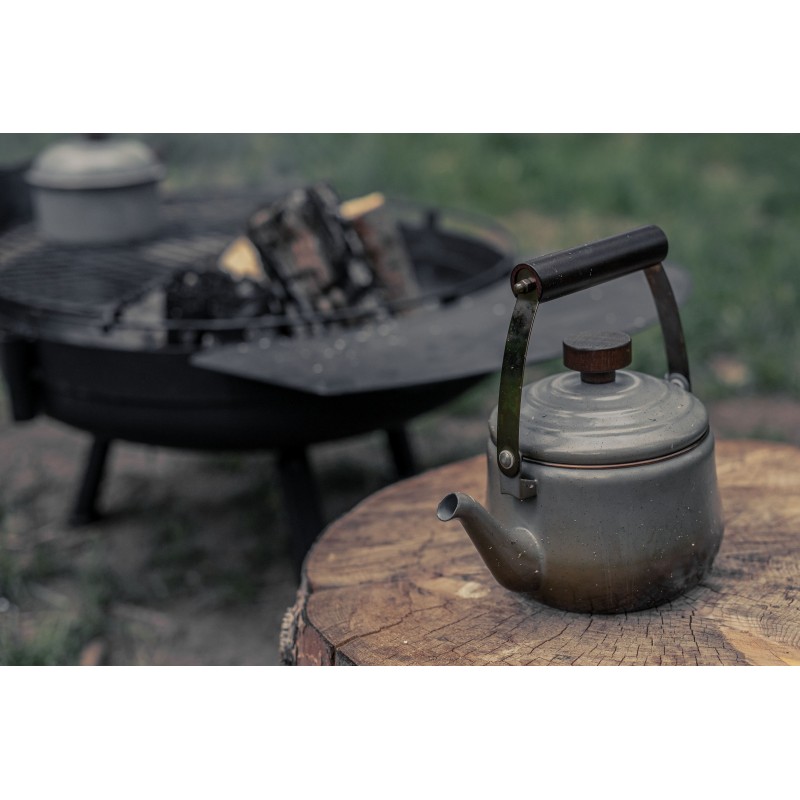 Théière en acier émaillé couleur gris foncé –...