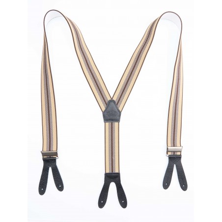 Retro bretels met leren knoopsgaten bruin - 1937 Heavy Duty Braces brown Pike Brothers