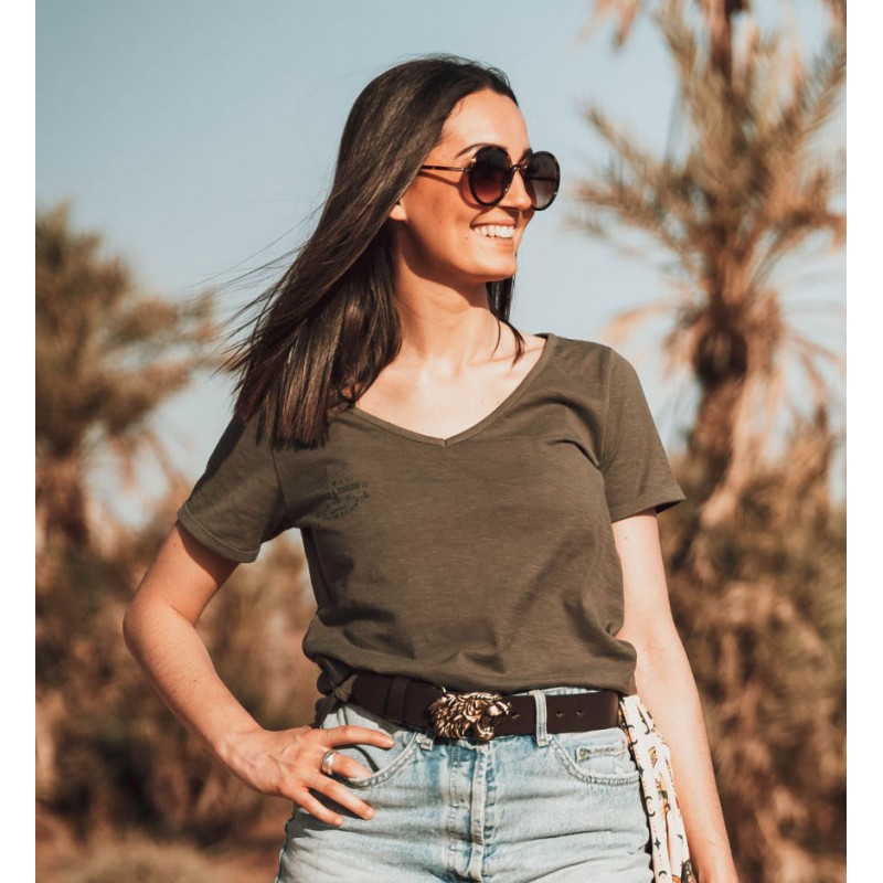 T-shirt Femme Grande Taille été - Col V, Coupe Ample - Manches Courtes - Imprimé Décontracté