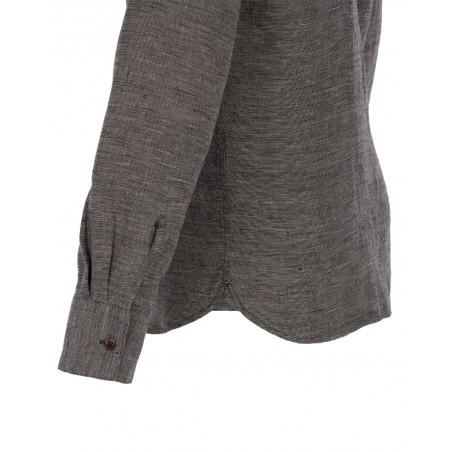 Mandarin collar shirt 100% linen - 1923 Buccanoy Shirt Omey grey - Pike Brothers