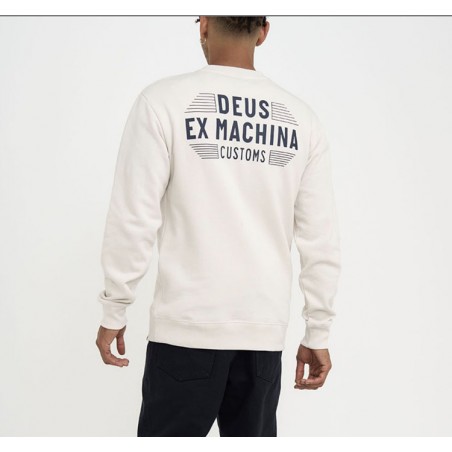 SWEAT-SHIRT COTON BIO FENDER CREW Vintage White - Deus Ex Machina