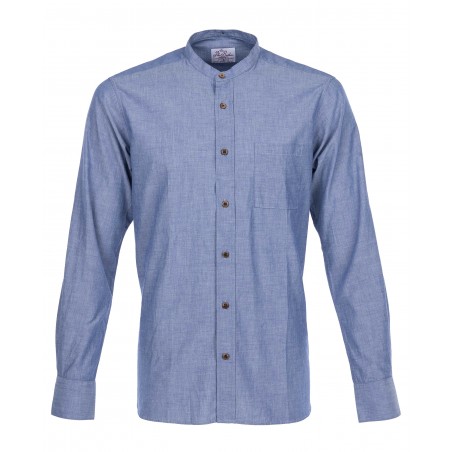 Chemise bleu col mao 100% coton - 1923 Buccanoy Shirt Blue chambray - Pike Brothers