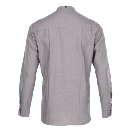 Band collar shirt 100% cotton - 1923 Buccanoy Shirt Stone Chambray - Pike Brothers
