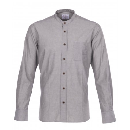 Band collar shirt 100% cotton - 1923 Buccanoy Shirt Stone Chambray - Pike Brothers