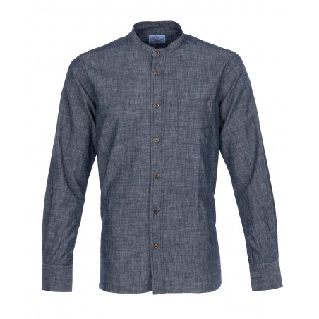 Overhemd met staande kraag 1923 Buccanoy Shirt Huaba blue - Pike Brothers
