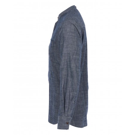 Band collar shirt 1923 Buccanoy Shirt Huaba Blue - Pike Brothers
