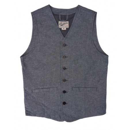 Grijs katoen-linnen gilet 1905 Hauler Vest smoke grey - Pike Brothers