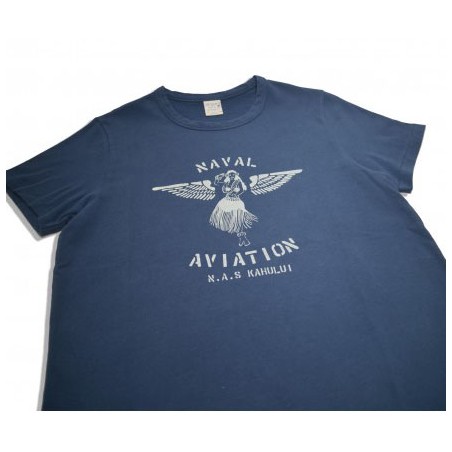 T-Shirt NAVY Naval Aviation Grau auf Blau – In Memories Sportswear
