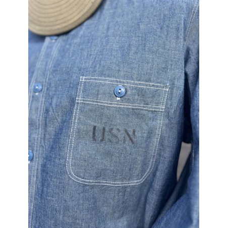 Chemise USN Chambray Shirt "SAN PEBBLE" - In Memories Sportswear