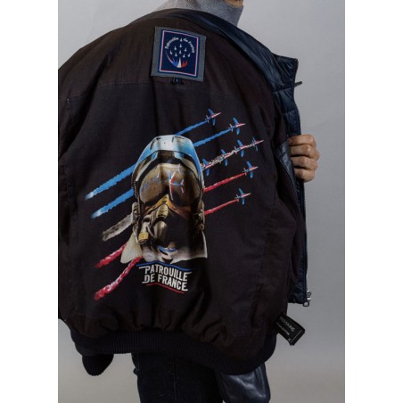 Black Leather Pilot Jacket RAFAL YCON Black - Patrouille de France