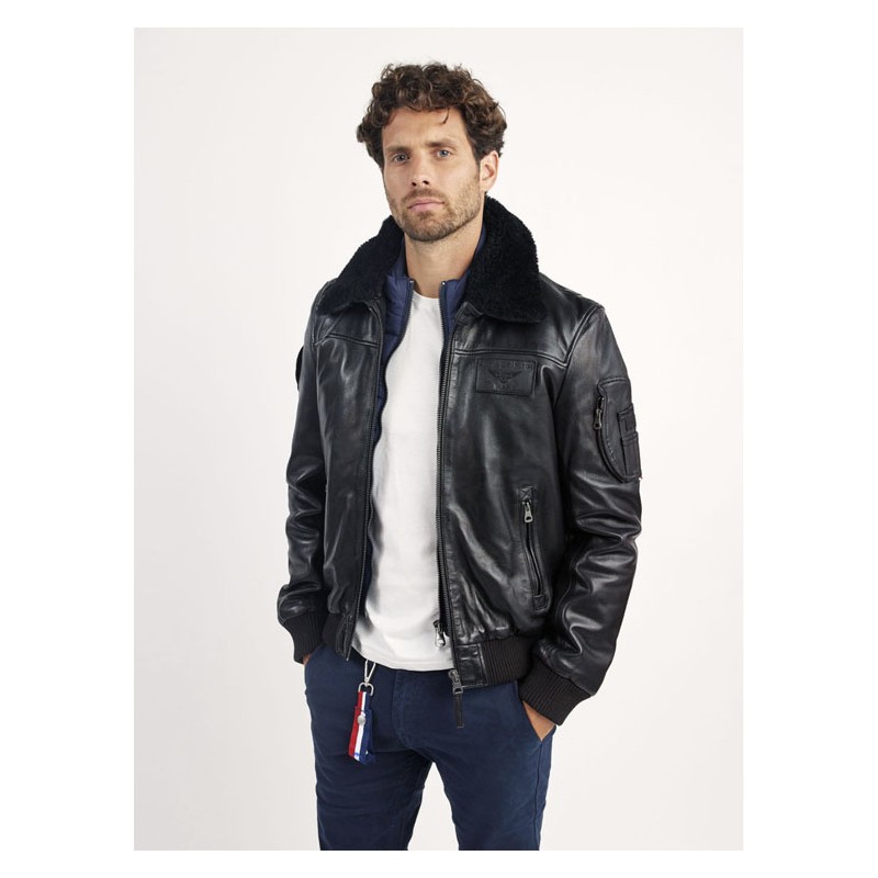 Black Leather Pilot Jacket RAFAL YCON Black -...