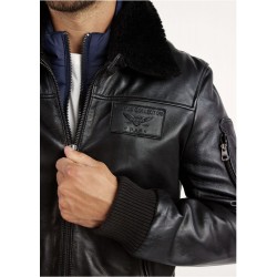 Pilotenjacke Leder Schwarz RAFAL YCON Noir - Patrouille... 2