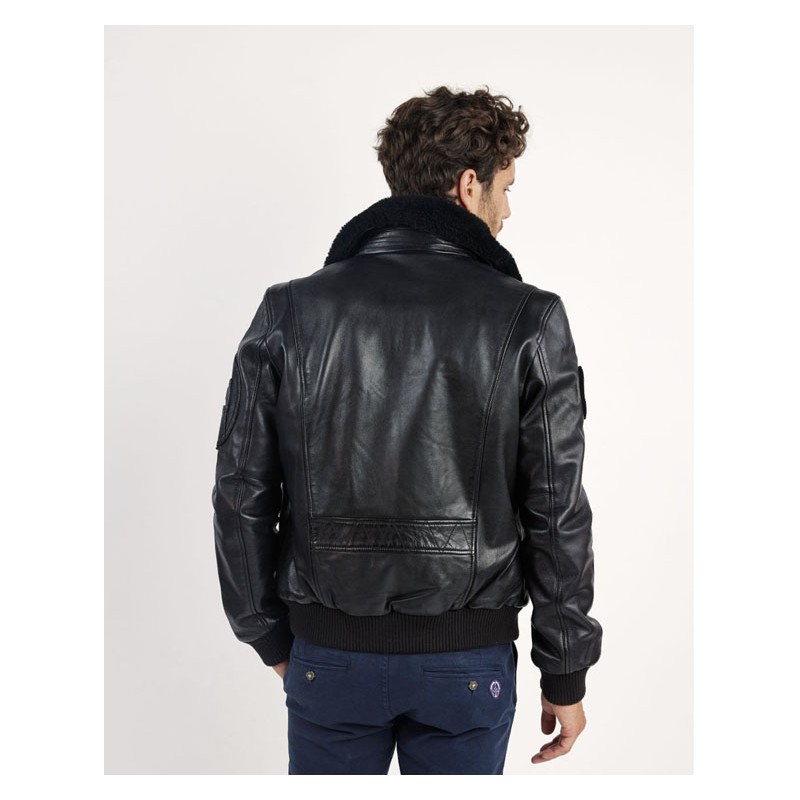 Black Leather Pilot Jacket RAFAL YCON Black -...