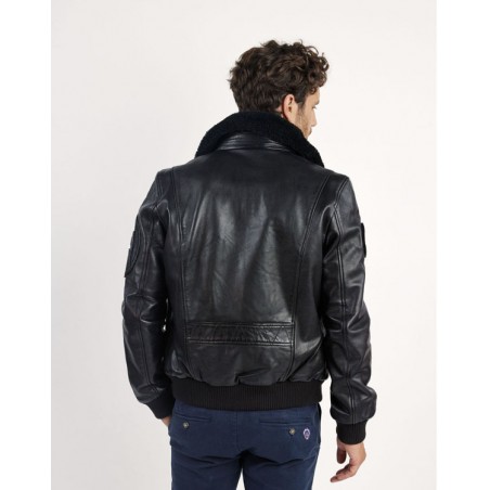 Pilotenjacke Leder Schwarz RAFAL YCON Noir - Patrouille de France