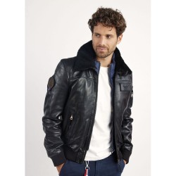 Black Leather Pilot Jacket RAFAL YCON Black - Patrouille...