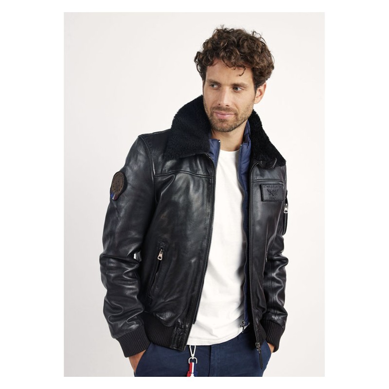 Black Leather Pilot Jacket RAFAL YCON Black -...