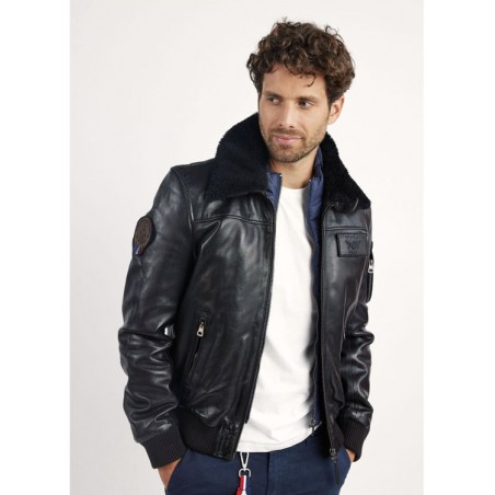 Pilotenjacke Leder Schwarz RAFAL YCON Noir - Patrouille de France