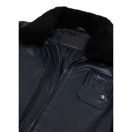Pilotenjacke Fliegendes Personal Leder Dunkelblau JET FRENCH ATLAS Dark Navy - Armée de l'Air