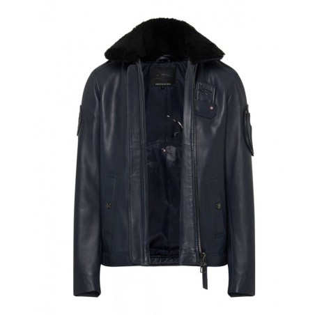 Pilotenjacke Fliegendes Personal Leder Dunkelblau JET FRENCH ATLAS Dark Navy - Armée de l'Air