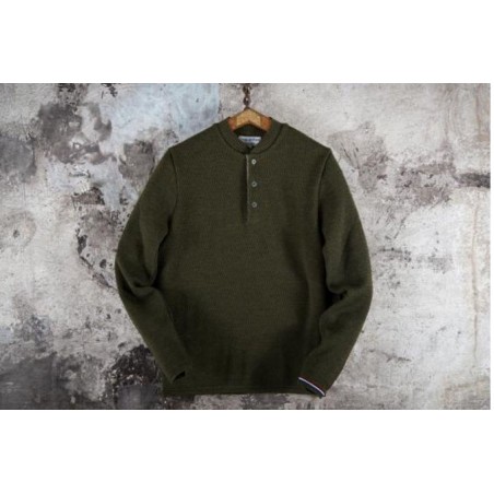 Wollpullover Manda Leca Khaki - Fleurs de Bagne