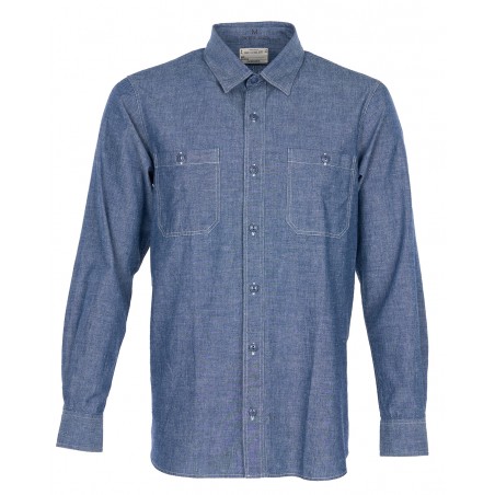 Chemise 1940 USN Chambray Shirt Harbor Blue - Pike Brothers
