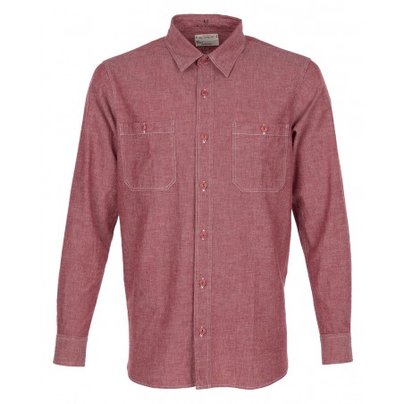 Chemise 1940 USN Chambray Shirt Harbor Red - Pike Brothers