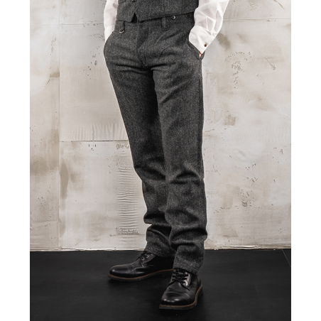 Grey herringbone wool trousers – 1923 Buccanoy Pant Dundee grey – Pike Brothers