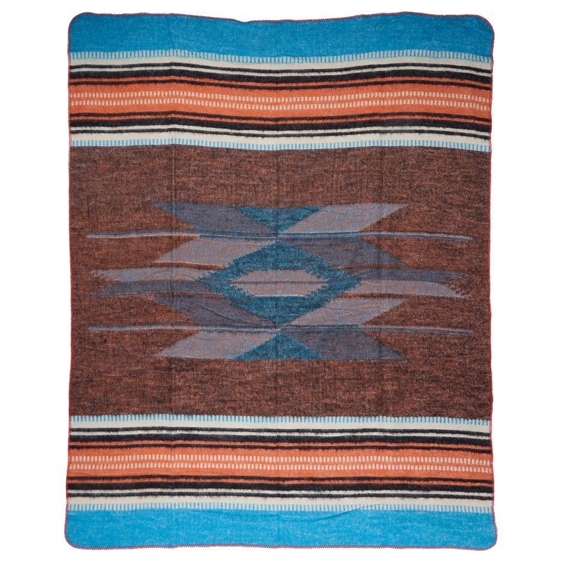 1969 La Mesa Blanket blue plaid throw - Pike...