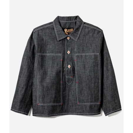 Het Dameshemd "Arromanches" Donker Denim Chambray - L'Ouvrière Moderne
