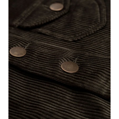 HET GILET «RAOUL» BRUIN VELOURS EN LICHTKHAKI CANVAS - Tonton et Fils