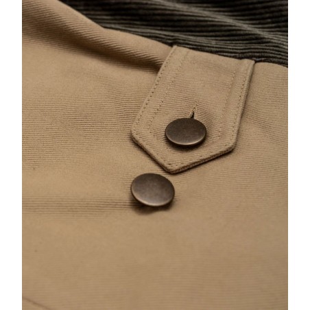 THE "RAOUL" WAISTCOAT IN BROWN VELVET AND LIGHT KHAKI CANVAS - Tonton et Fils