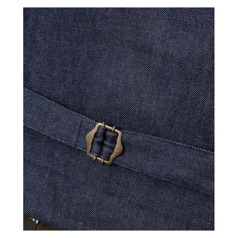 LE GILET «AUGUSTE» WAXÉ KAKI DOS DENIM - TONTON...