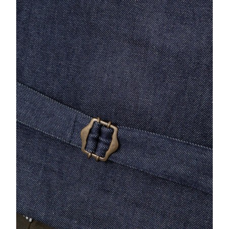 LE GILET «AUGUSTE» WAXÉ KAKI DOS DENIM - TONTON ET FILS