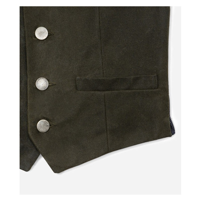 LE GILET «AUGUSTE» WAXÉ KAKI DOS DENIM - TONTON...