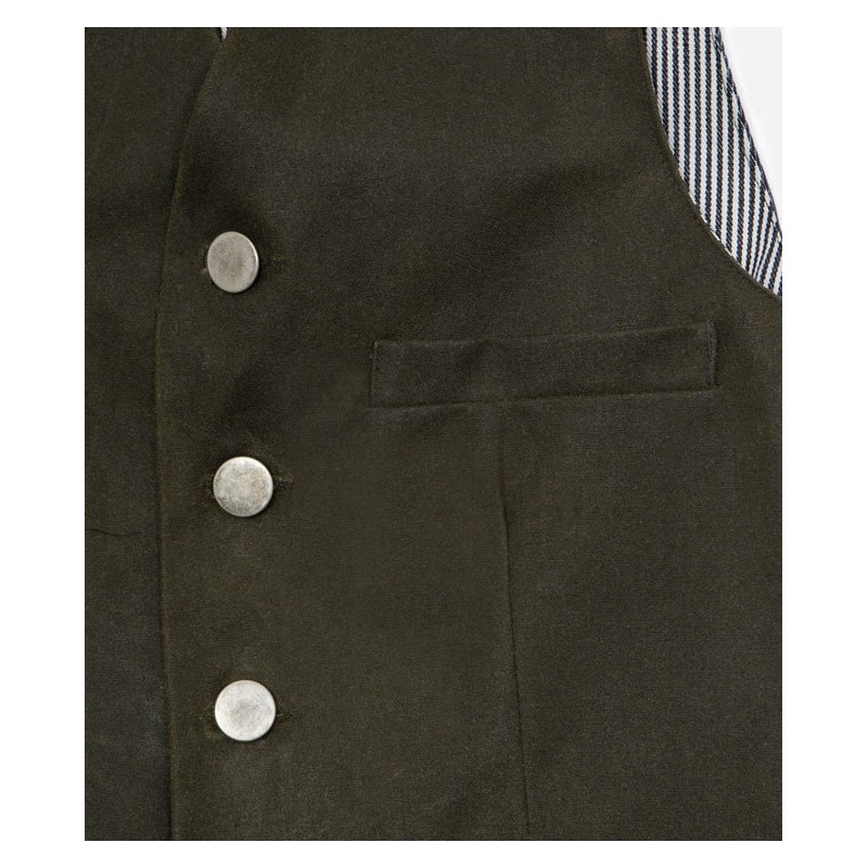 LE GILET «AUGUSTE» WAXÉ KAKI DOS DENIM - TONTON...