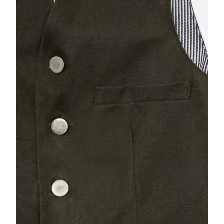 LE GILET «AUGUSTE» WAXÉ KAKI DOS DENIM - TONTON ET FILS
