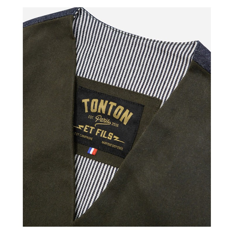 LE GILET «AUGUSTE» WAXÉ KAKI DOS DENIM - TONTON...