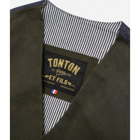 LE GILET «AUGUSTE» WAXÉ KAKI DOS DENIM - TONTON ET FILS