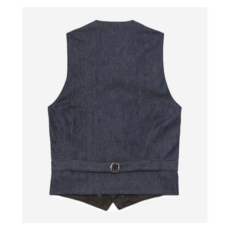 LE GILET «AUGUSTE» WAXÉ KAKI DOS DENIM - TONTON...