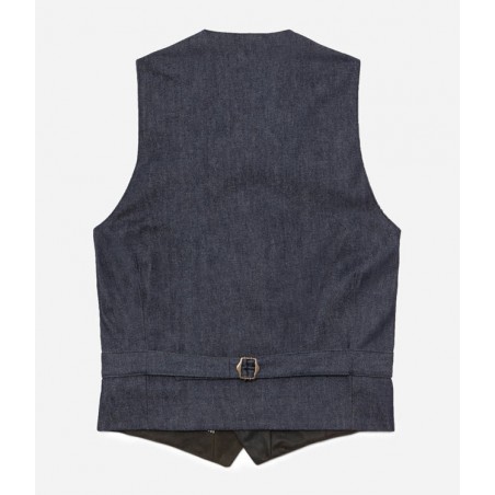 LE GILET «AUGUSTE» WAXÉ KAKI DOS DENIM - TONTON ET FILS