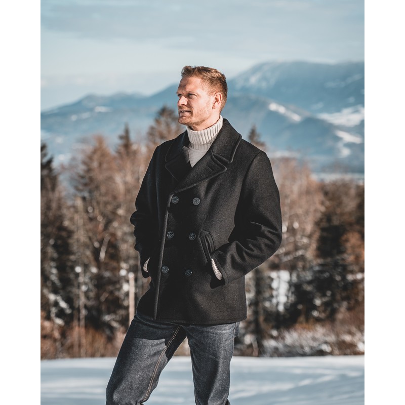 Caban Navy - 1938 Pea Coat zwarte wol USN Pike...