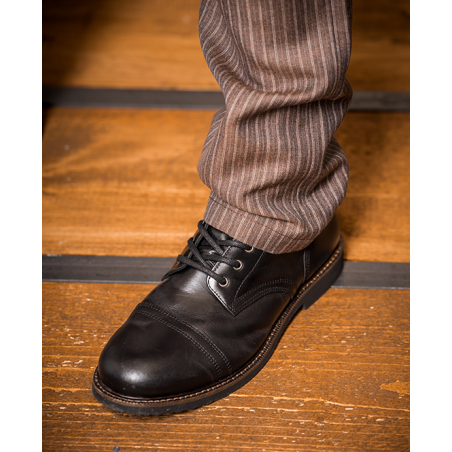 Schwarze Lederstiefeletten 1966 Low Quarters Black - Pike Brothers