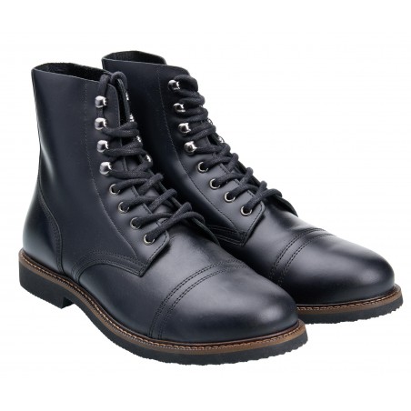 Black Leather Ankle Boots 1966 Low Quarters Black - Pike Brothers